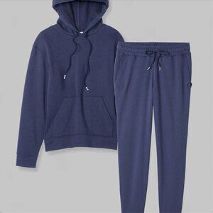 Tommy John Women's French Terry Hoodie & Jogger Set - Vintage Indigo - Size S